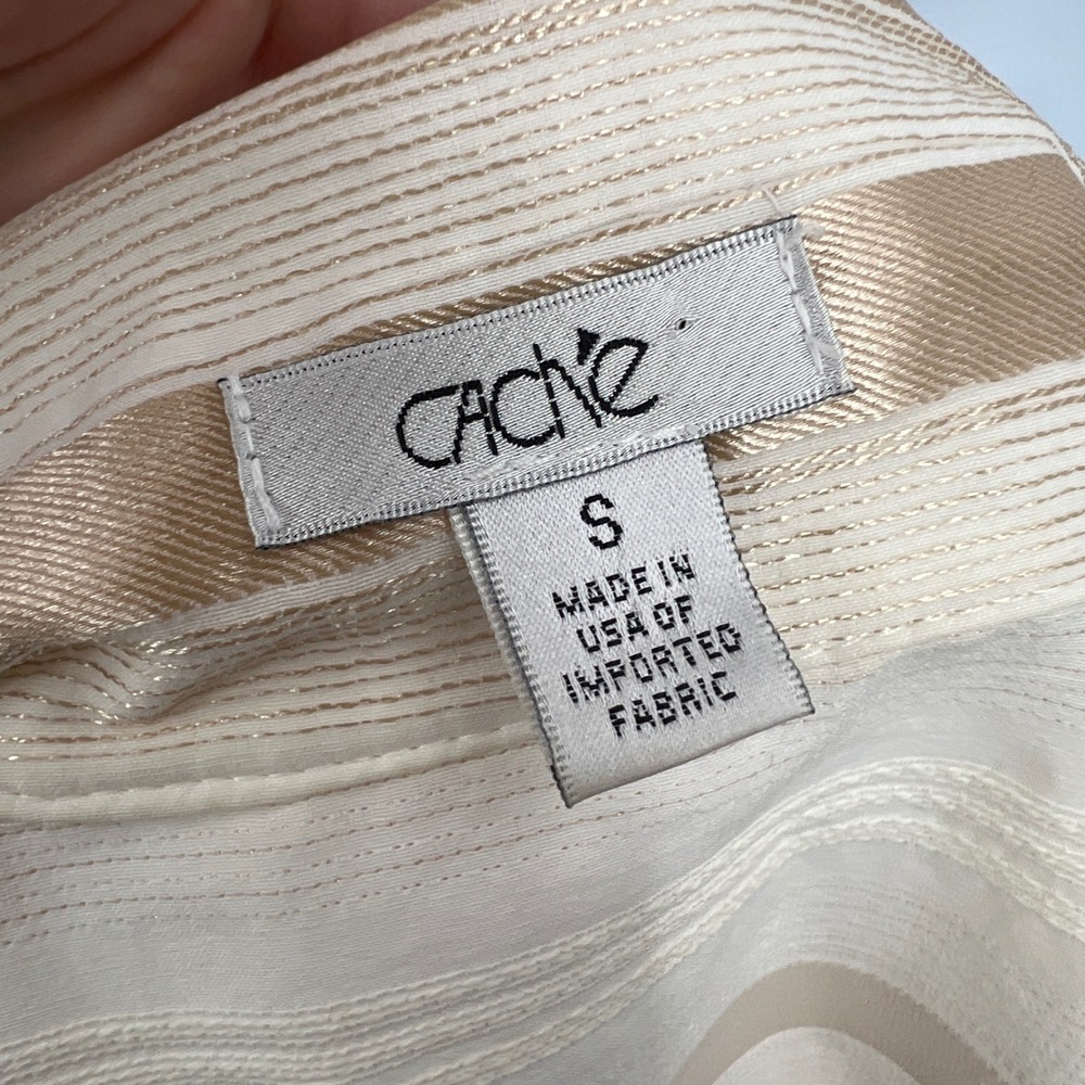 Y2K Cache Ruched Front Pearl Snap Striped Shirt Size S - Picture 6 of 9